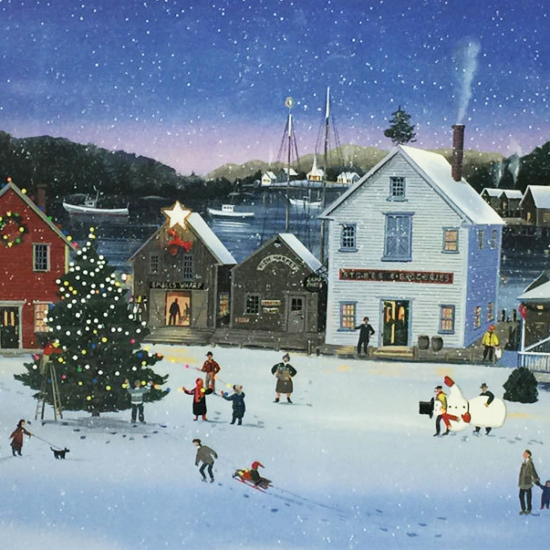 サリー・コールドウェル・フィッシャーの絵画作品　タイトルは、クリスマスデコレーション